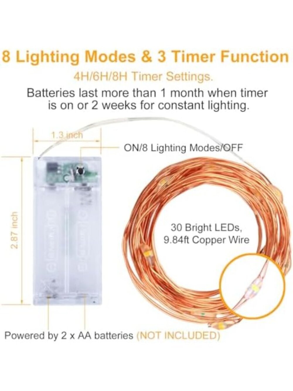 Battery Operated LED Fairy String Lights with Timer & Remote Control - Perfect - Picture 2 of 6